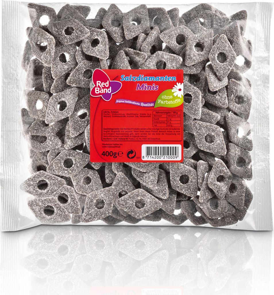 Red Band slané diamanty minis s cukrom a bez farbív 400g Obrázok produktu 