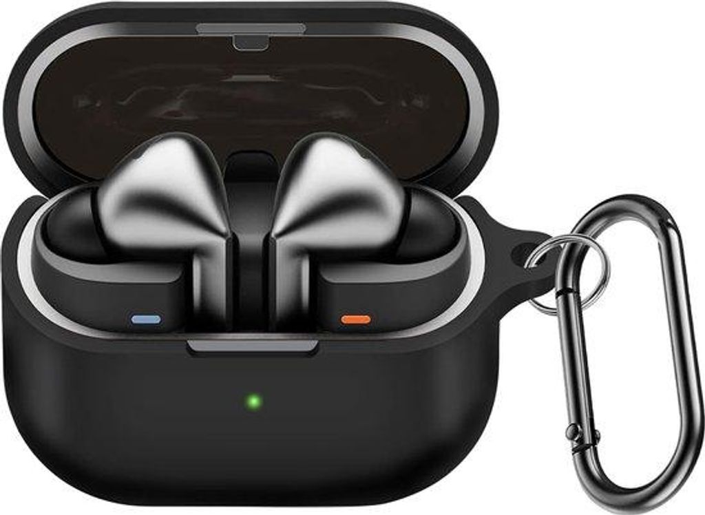 Somstyle Hülle mit Clip – geeignet für Samsung Galaxy Buds 3 und 3 Pro – Silikonhülle für kabellose Ohrhörer – Schwarz