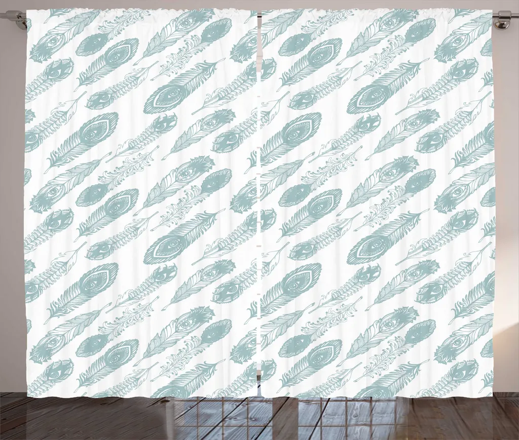Rideau pour Chambre à Coucher Motif Artistique 280x225 cm Gris Clair