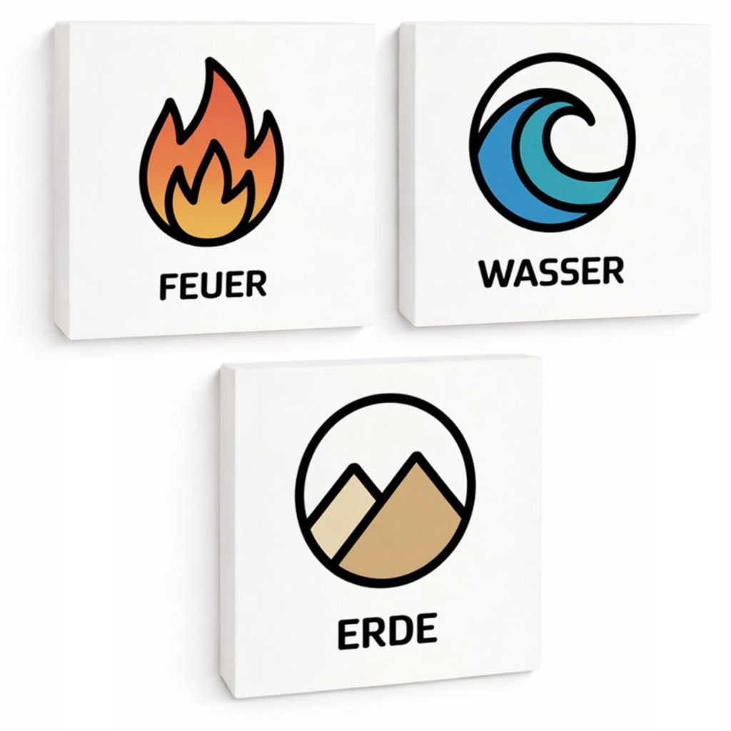 Natur Energie 3er Set Holzbilder in 10x10 cm zum Stellen oder Aufhängen er 3er