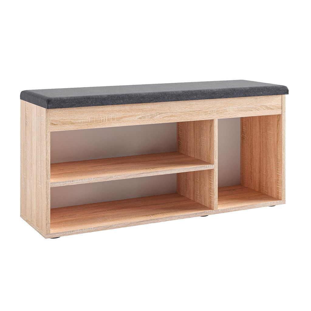 KOMTO Schuhbank mit Sitzfläche - Schuhregal Bank mit Stauraum Schuhschrank mit Sitzbank Flur Bank Garderobenbank Sofia 100 x 48 x 32 cm Sonoma