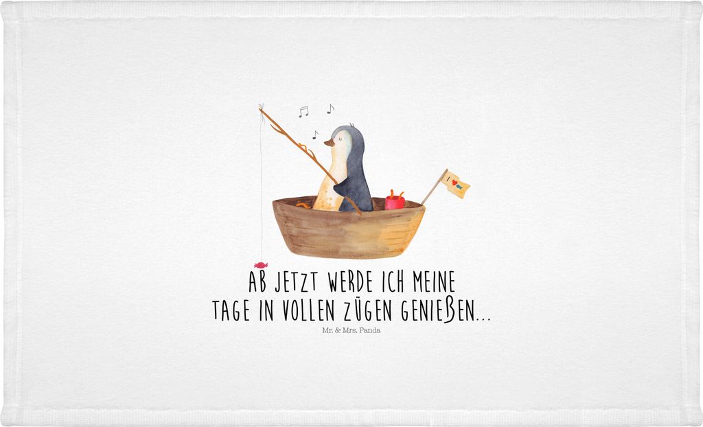Mr. & Mrs. Panda gesichtstuch Pinguin Angelboot - Weiß - Geschenk, Handtuch 50x100, Neustart, Trennung, gesichtshandtuch, Flauschtuch, Boot, Händ...
