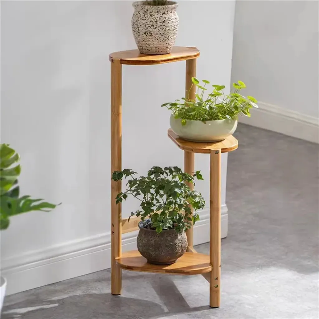 Support fleurs bambou 3 niveaux résistant intérieur extérieur naturel