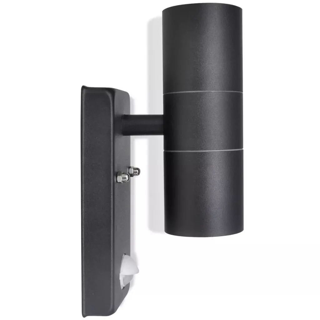 Luminaire extérieur LED cylindrique noir avec détecteur de mouvement IP44