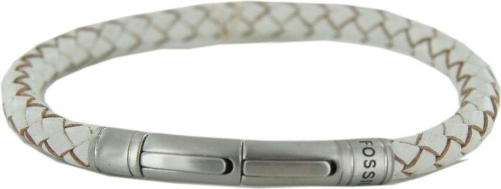 Fossil Herren Armband Edelstahl weiß vintage Leder