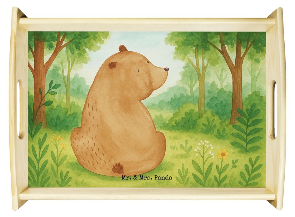 Mr. & Mrs. Panda essenstablett Bär Schulterblick Design - Weiß - Geschenk, Bett-Tablett, Teddy, Bärenliebe, Weisheit, Snack Tablett, serviertabl...
