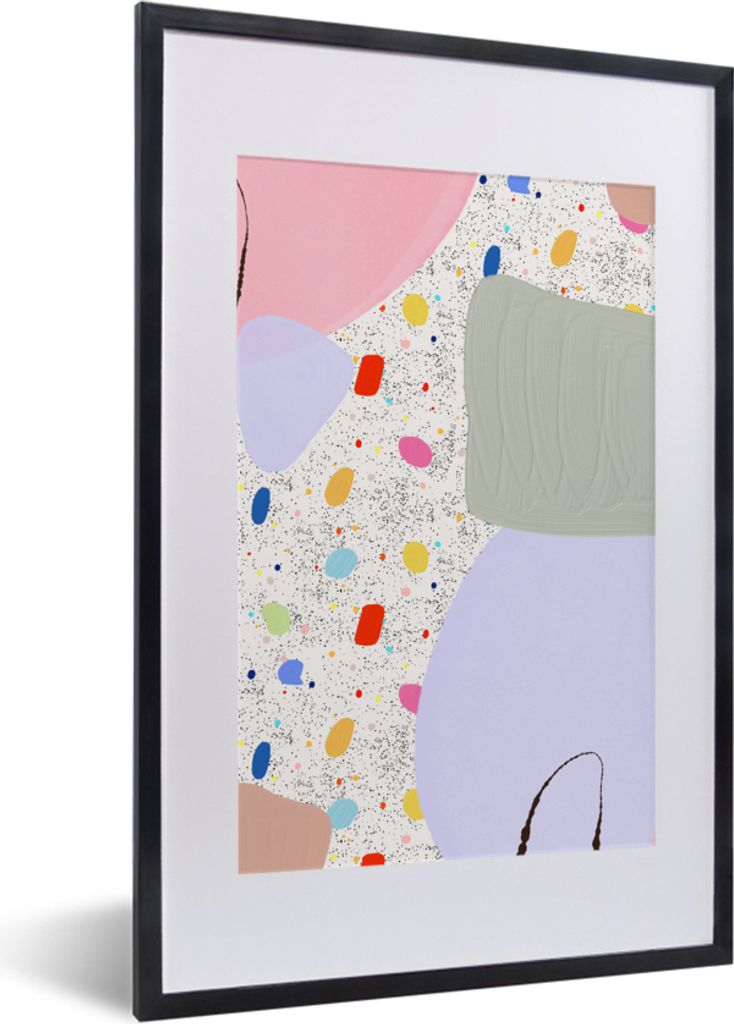 MuchoWow Gerahmtes Poster Terrazzo - Pastell - Aquarell 40x60 cm - Poster mit Schwarzem Bilderrahmen Wandposter Rahmen Foto Bilder - Poster in Ra...