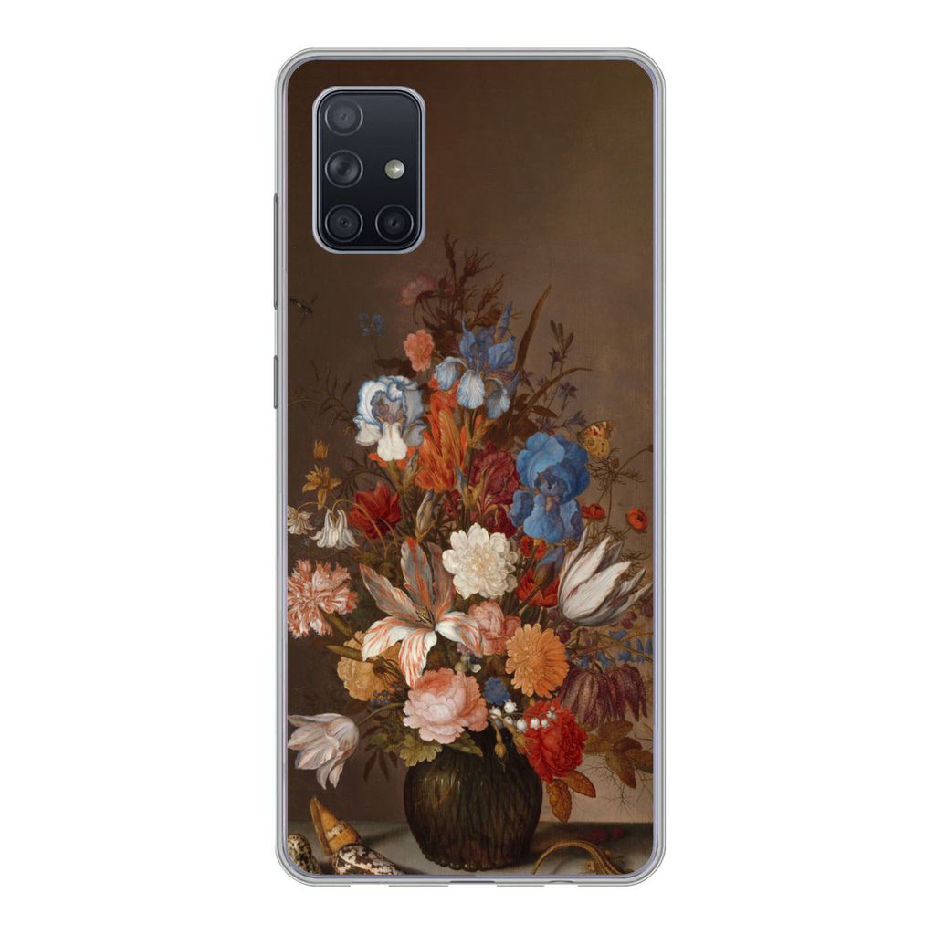 MuchoWow Handyhülle Schutzhülle Hülle für Samsung Galaxy A71 Stilleben mit Blumen - Kunst - Alte Meister Silikon Softcase Handy Hülle - Kart...