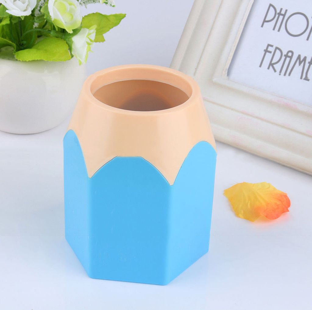 kreativer Make -up -Pinselhalter Stift Vase Bleistift Pot Tidy Stationery Desk Container-Blau