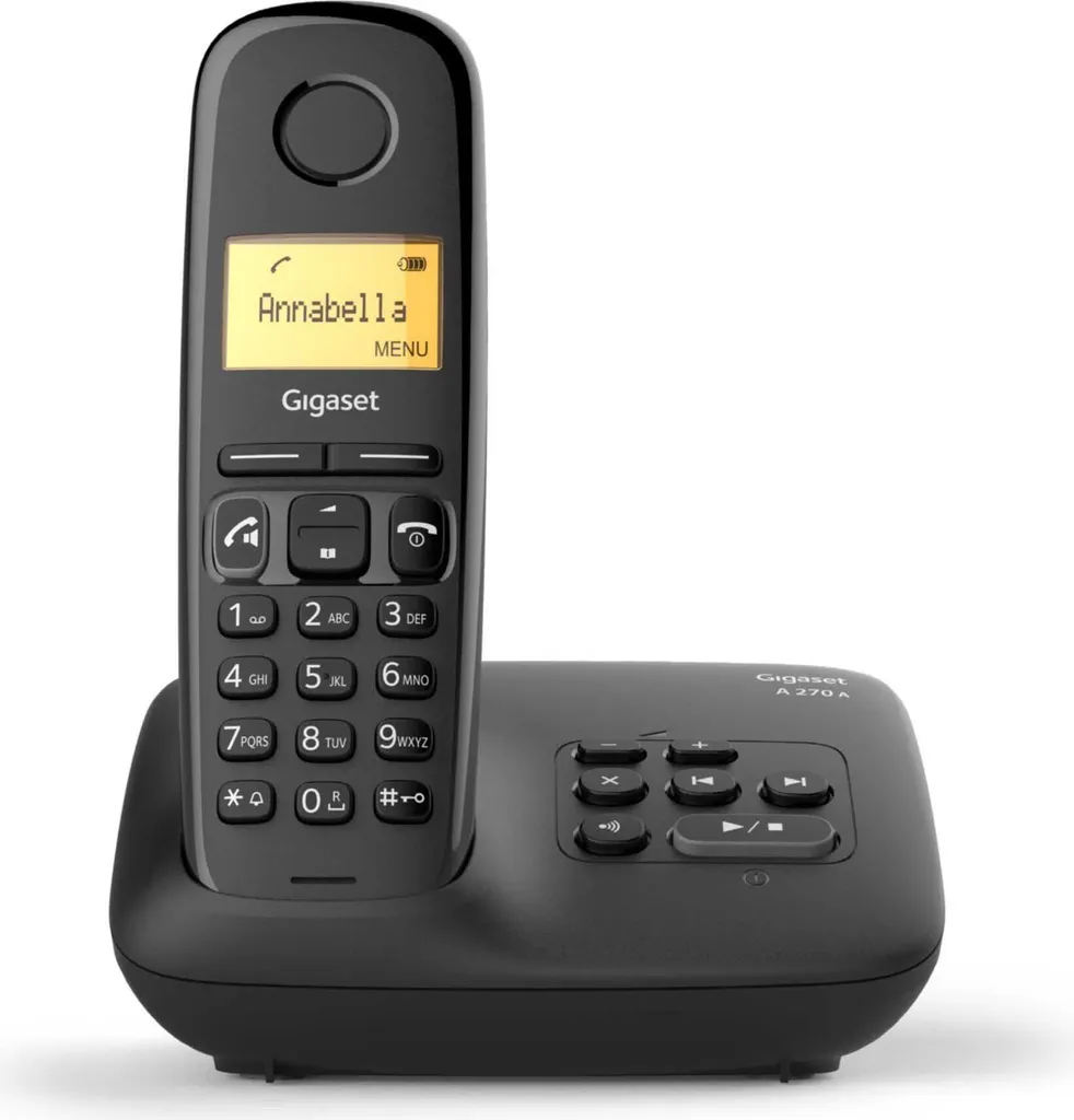 Cordless Gigaset A270A Nero: Segreteria 25 min e Vivavoce Pro