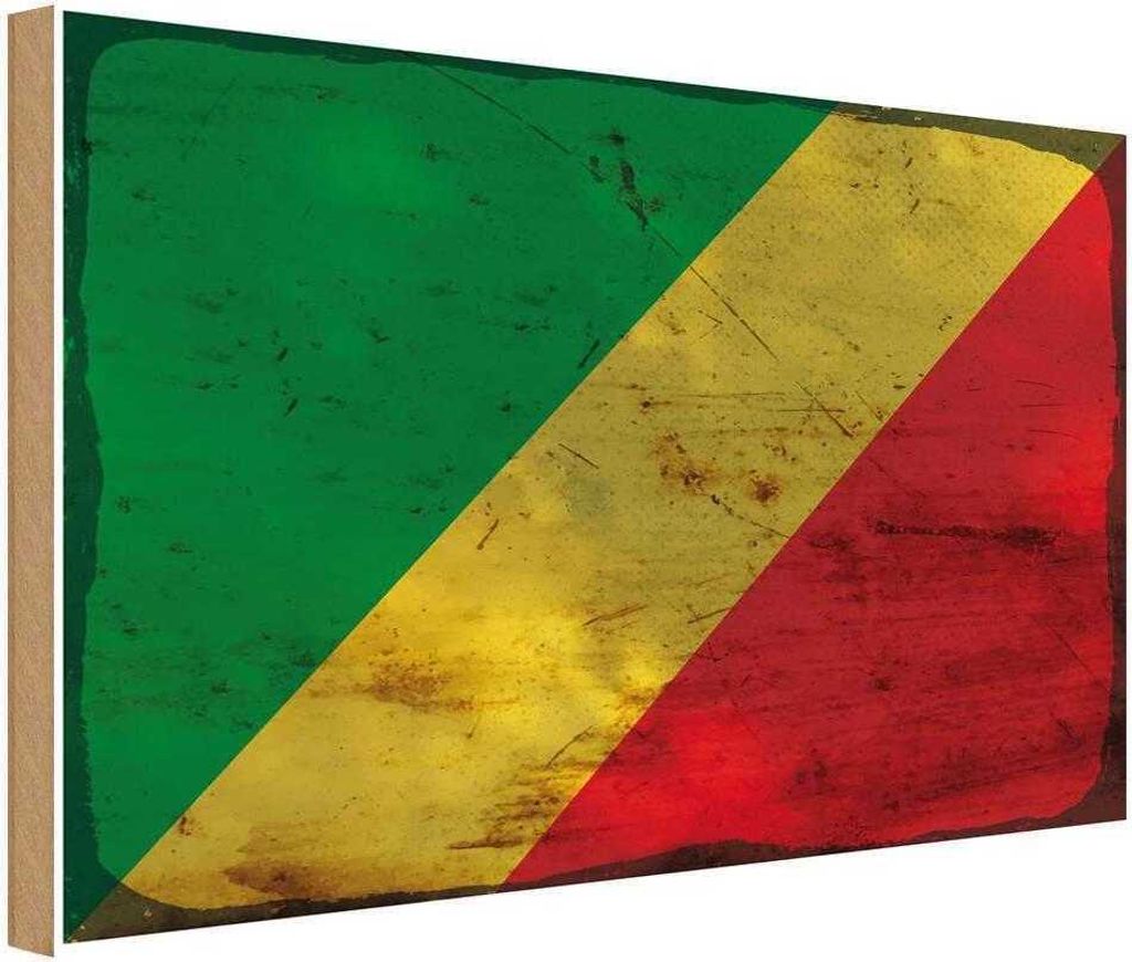vianmo Holzschild 12x18 cm Kongo the Congo Rost Flagge Fahne Wappen
