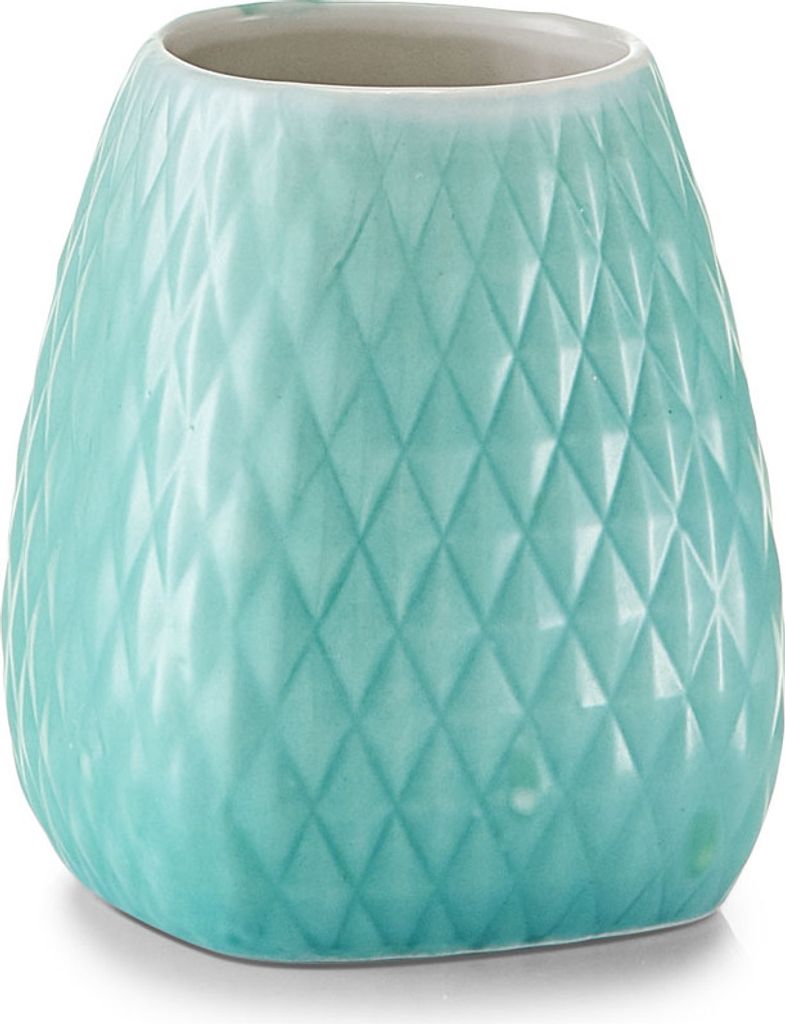 Zeller Zahnputzbecher "Nordic", Steinzeug, aqua, 8,5 x 8,5 x 9,5 cm, 18526