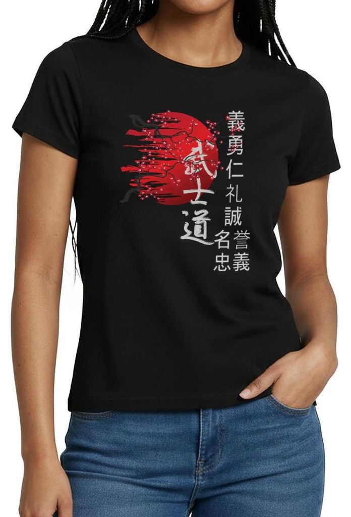 Spreadshirt Japanische Kirschblüten Mit Kanji Frauen T-Shirt, XL, Schwarz