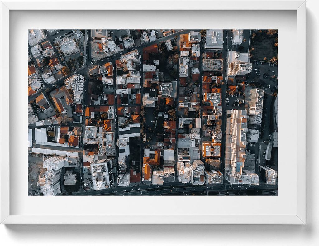Bergblick Limassol Zypern– Wandbild mit Rahmen – Gerahmtes Bild – Wanddekoration – 70x50 cm – Weiß Rahmen