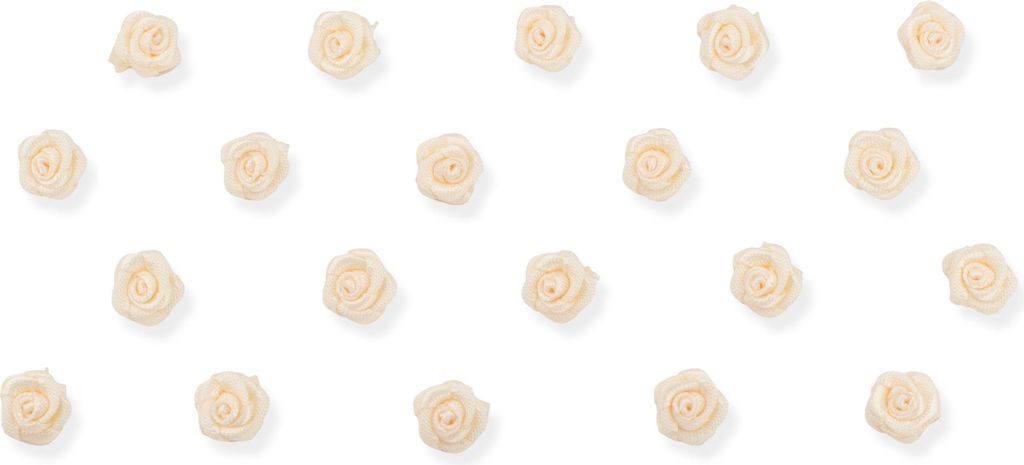 Satinrosen 10mm zum Basteln & Aufnähen 20 Stück Champagner