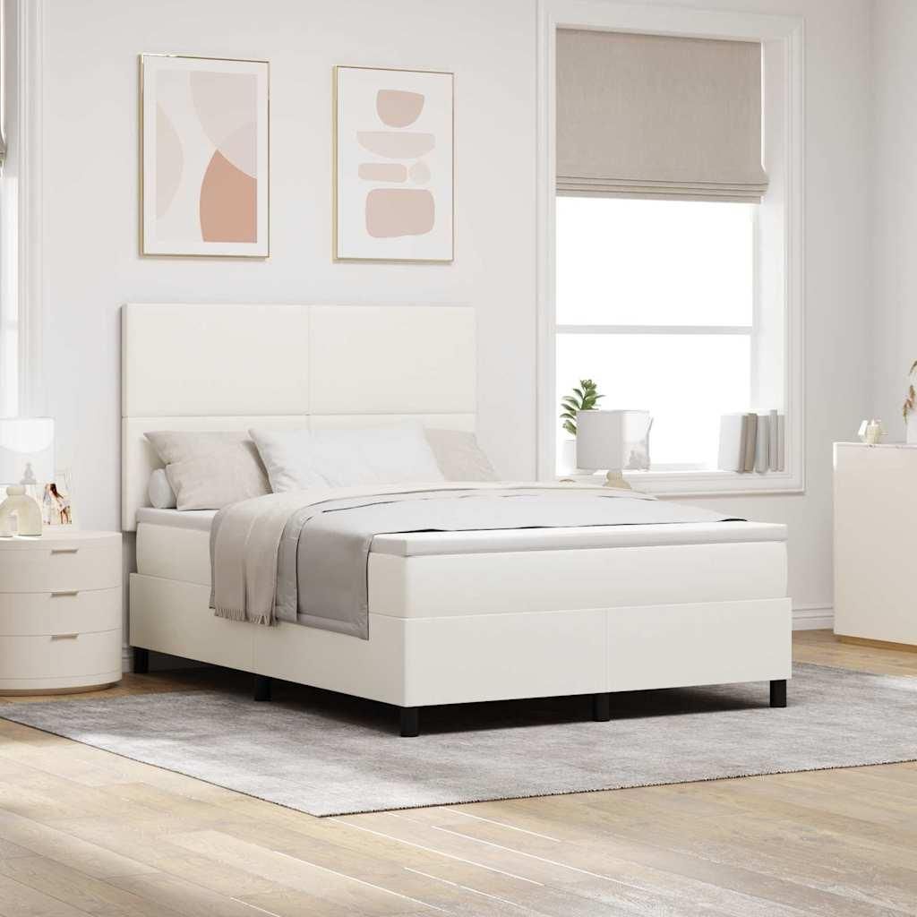 Möbel Boxspringbett Creme und Weiß 203 x 160 x 128 cm Cordstoff - Klassische Betten 3337565