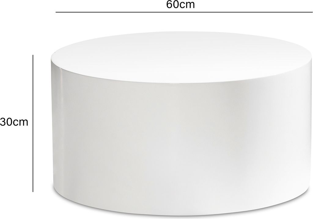 Couchtisch FineBuy Sofatisch MONOBLOC Weiß Hochglanz 60 cm Produktbild 3