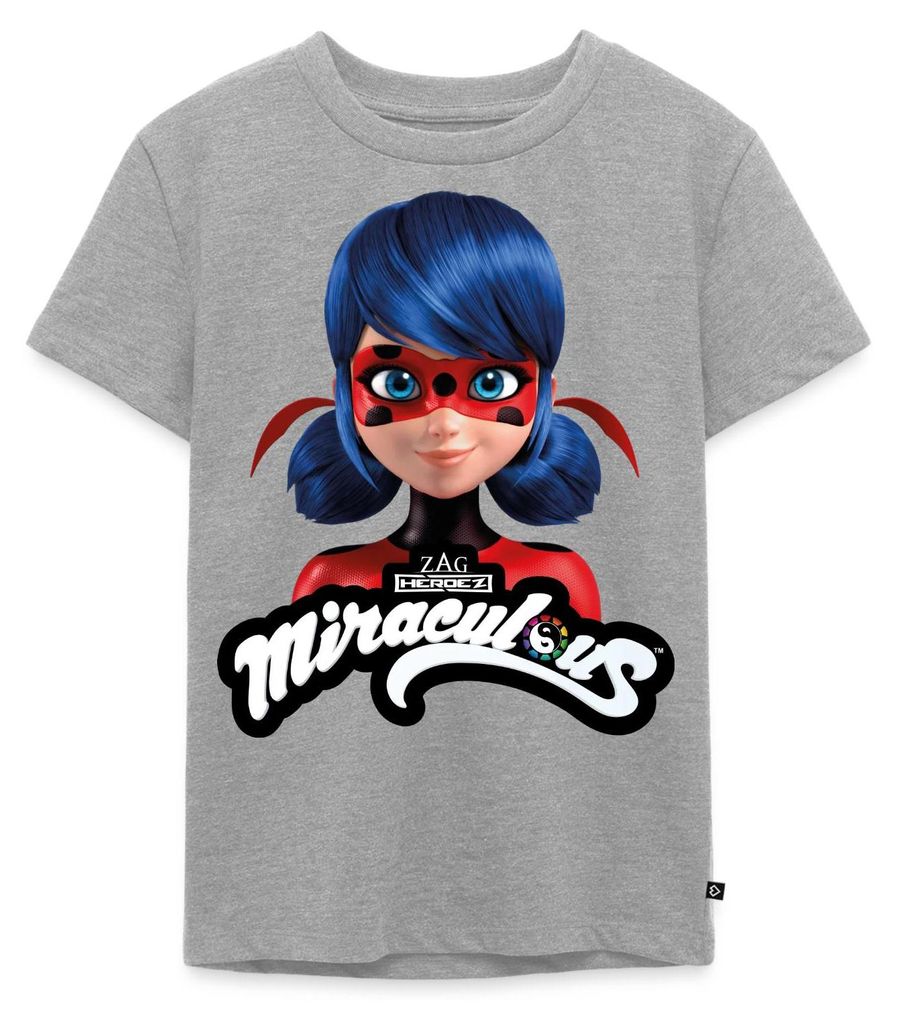 Spreadshirt Miraculous Ladybug Mit Logo Kinder Premium T-Shirt, 110/116 (4 Jahre), Grau meliert