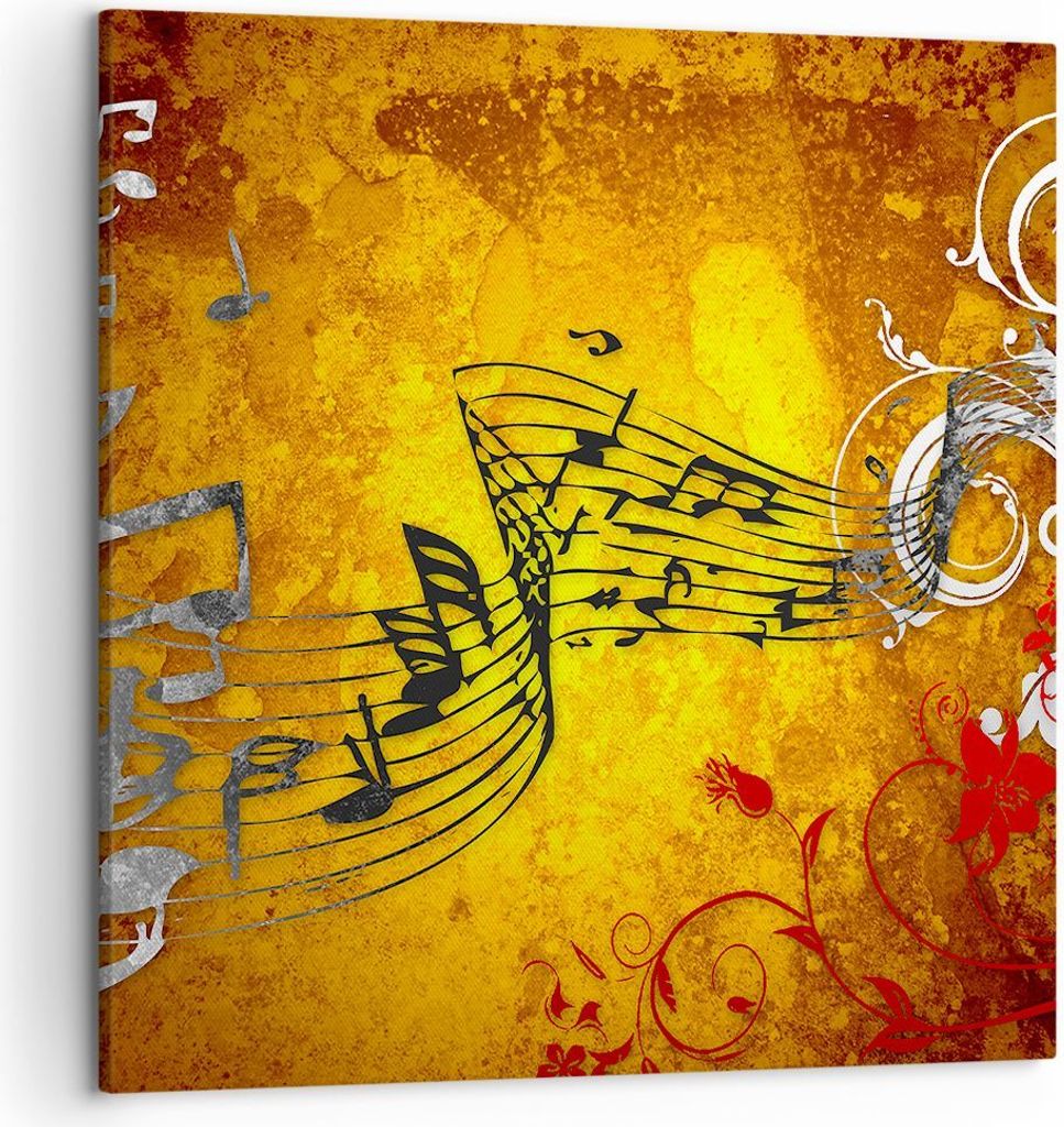 Bild auf Leinwand - Leinwandbild - Musik Konzert Spaß Blume - 50x50cm - Wand Bild - Wanddeko - Leinwanddruck - Bilder - Kunstdruck - Wanddekoratio...
