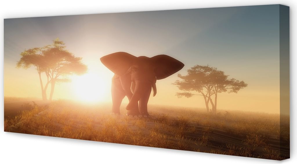 Leinwandbild 125x50 Wandkunst Elefant Baum Osten