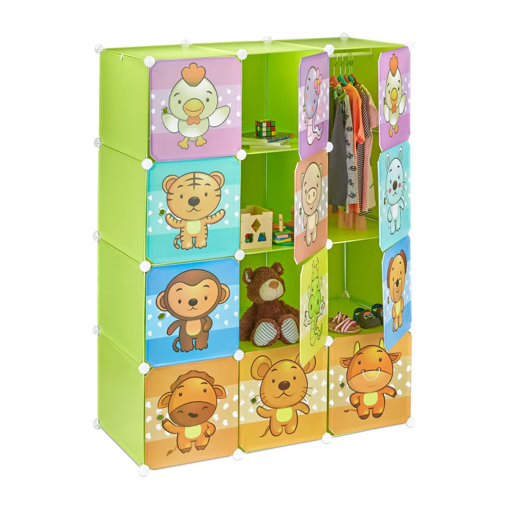 Meuble de rangement pour jouets et vêtements avec casiers enfants