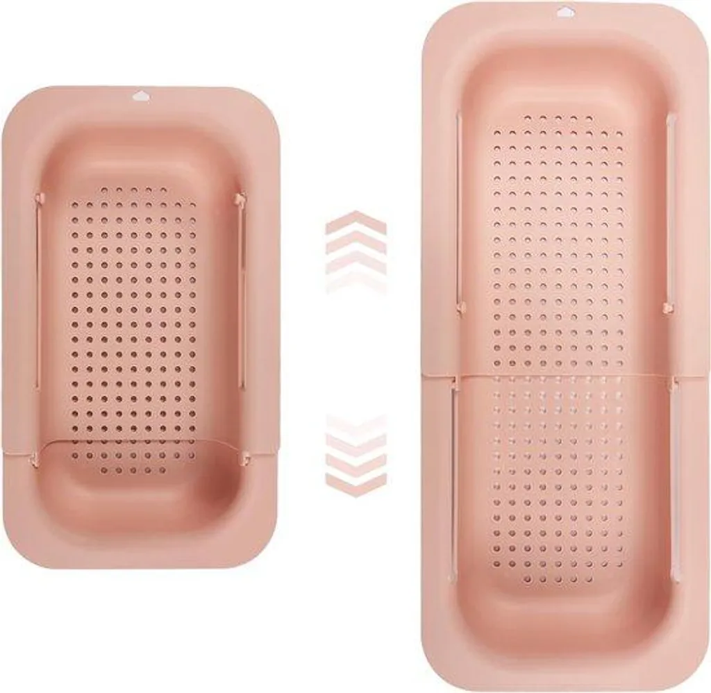 Égouttoir de cuisine rose pour gain de place et rinçage des légumes