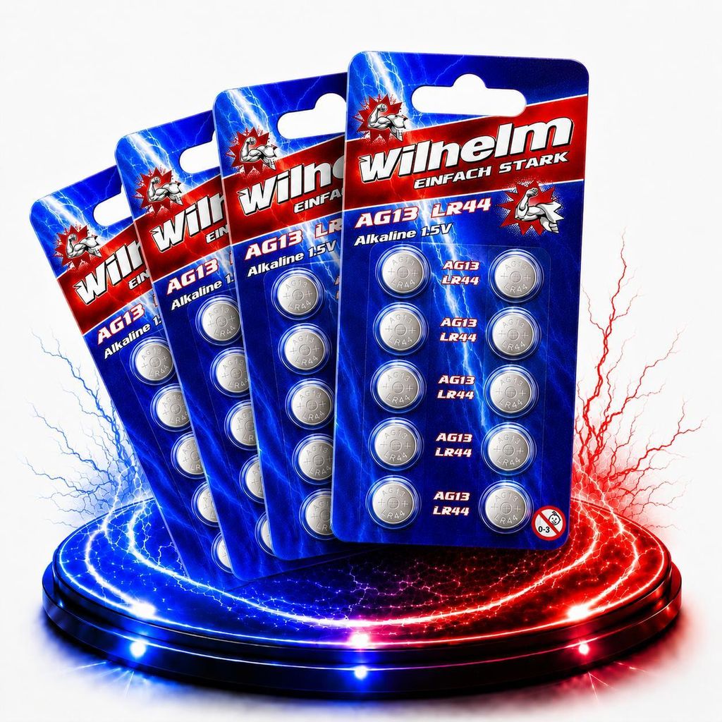 40 x Wilhelm AG 13 /147/LR44/SR44W/357/LR1154/V13GA Qualitätsbatterien 1,5 V Alkaline