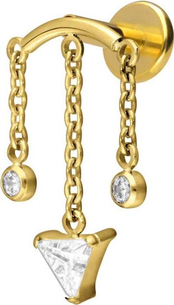 Ohrpiercing, Nasenpiercing Titan Labret mit Innengewinde WINDSPIEL Gold Stablänge: 10mm | Stabstärke: 1,2mm