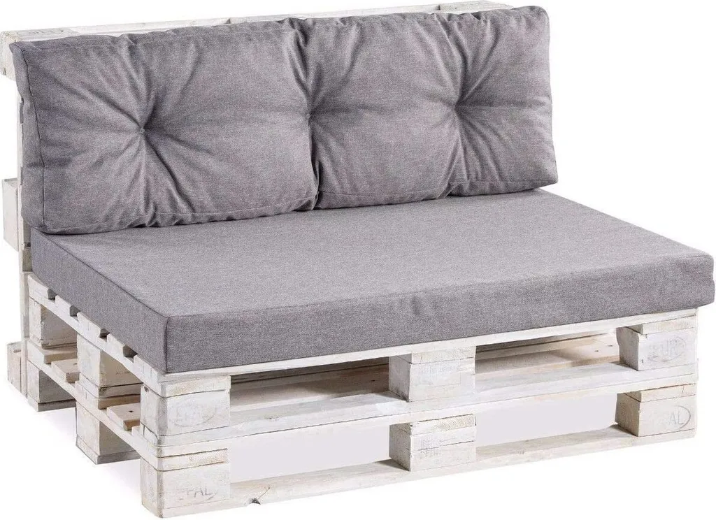 Aménager un canapé palette avec ce coussin 120x60 d'assise gris lisse