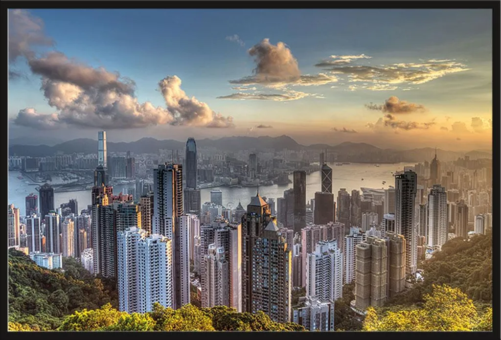 Déco murale Hong Kong Victoria Peak : affiche encadrée cadre Shinsuke
