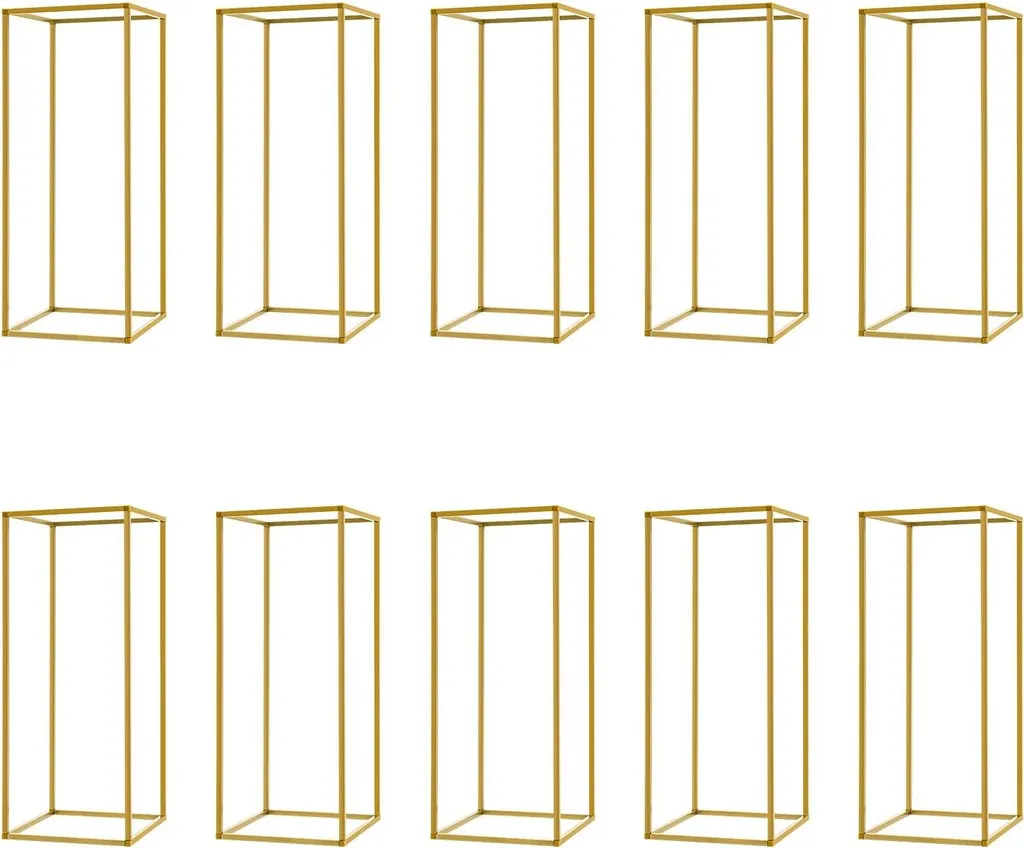 Kit 10 Supporti Oro 60cm per Fiori Matrimonio | Design Rettangolare Metallo