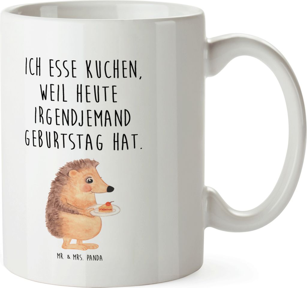 Mr. & Mrs. Panda Plastikbecher Igel Kuchenstück - Weiß - Geschenk, Pott, Essen Spruch, Kinderbecher, Trinklernbecher, Haferl, Tiere, Schulkind Ta...
