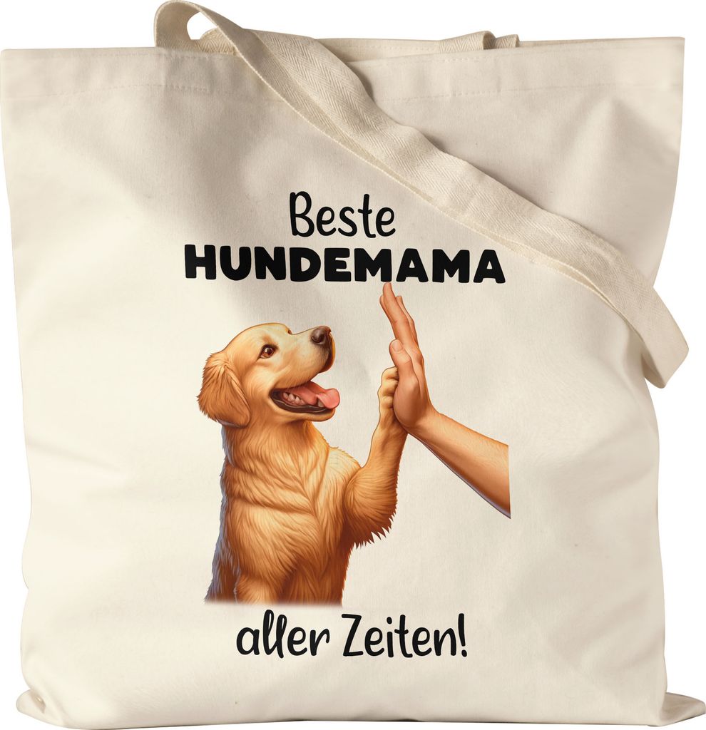 Beste Hundemama aller Zeiten Golden Retriever High Five Jutebeutel - Liebevolles Geschenk