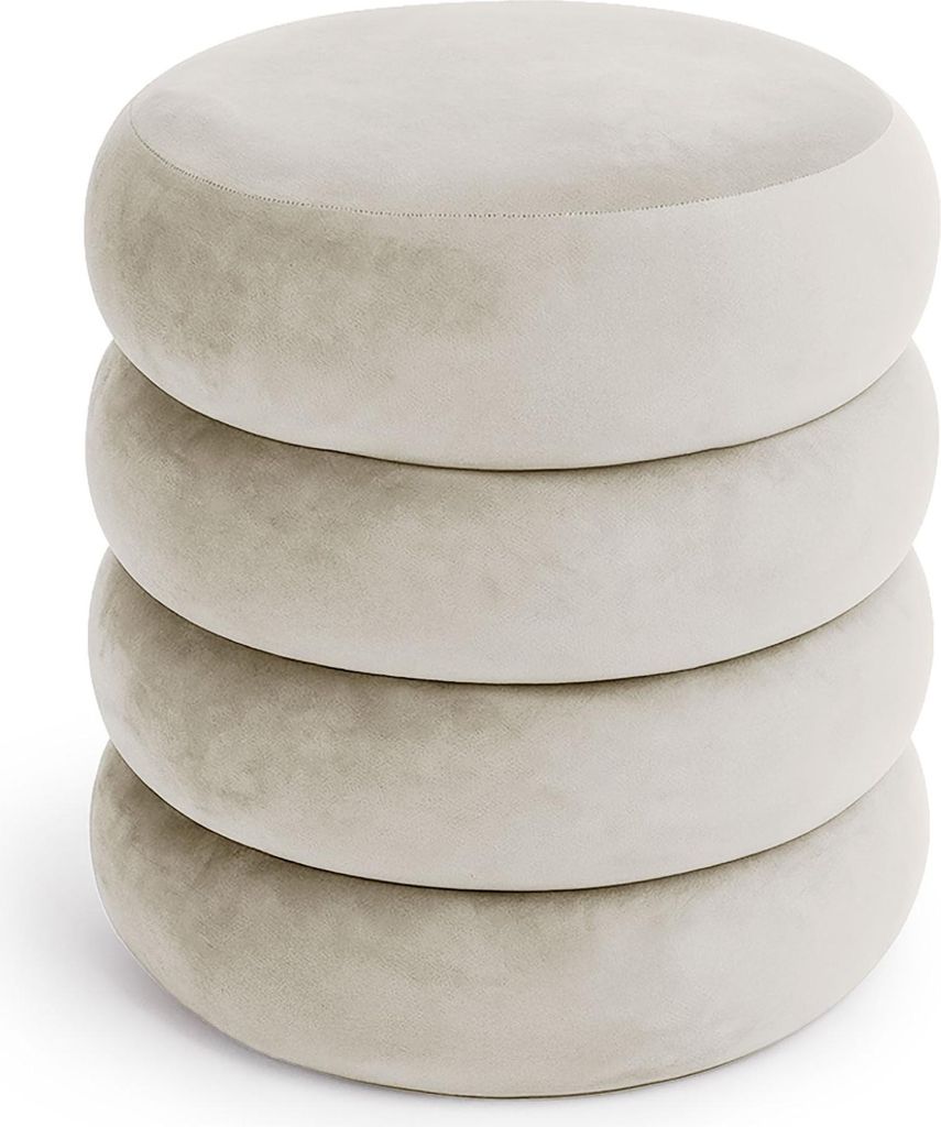 Samt-Polsterhocker mit Stauraum 42 cm SNUGGO Creme Produktbild 