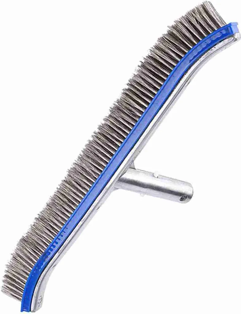 Brosse piscine inox 45cm avec dos aluminium et manche réglable robuste