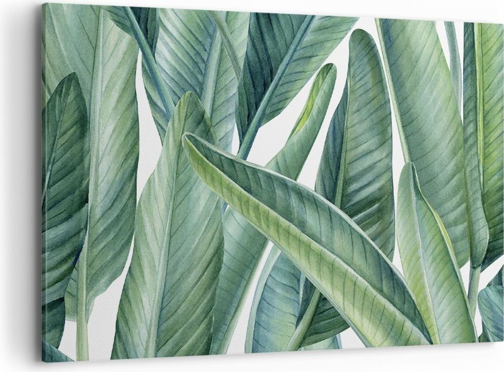 Bild auf Leinwand - Leinwandbild - Einteilig - Exotisch Blätter Grün - 100x70cm - Wand Bild - Wanddeko - Wandbilder - Leinwanddruck - Bilder - Wa...