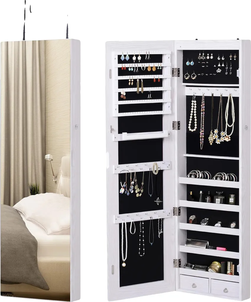 Miroir LED mural 120cm anti-encombrement avec rangement fermé à clé
