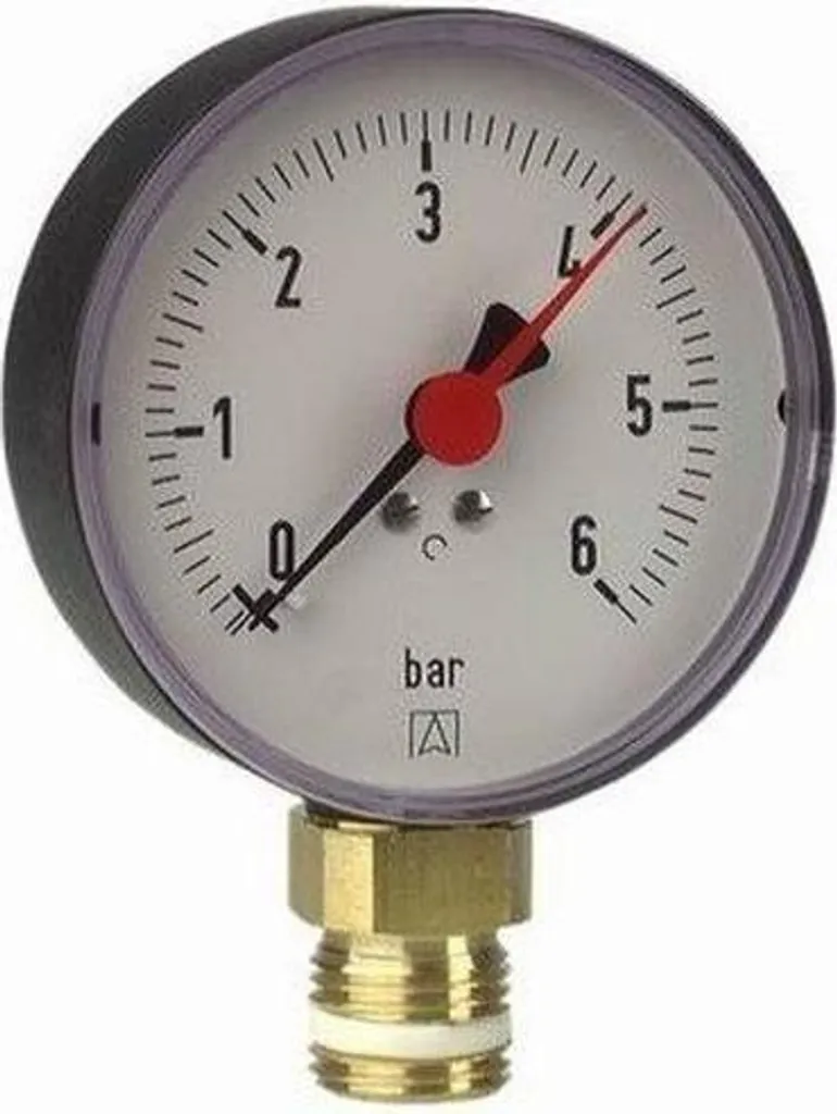 Manomètre à aiguille vertical pour chaudière 0-4 bar RF 80 RAD 1/2 pouce