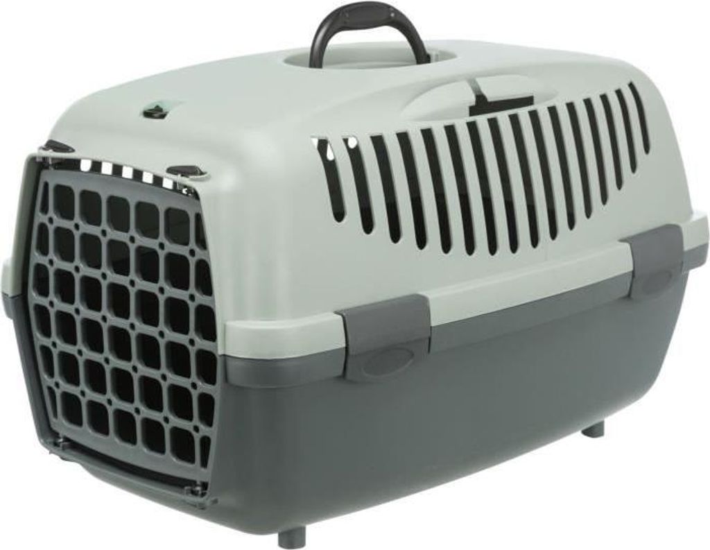 TRIXIE Capri 3 Transportbox für kleine Hunde, 40 x 38 x 61 cm, Anthrazit, Grau und Grün