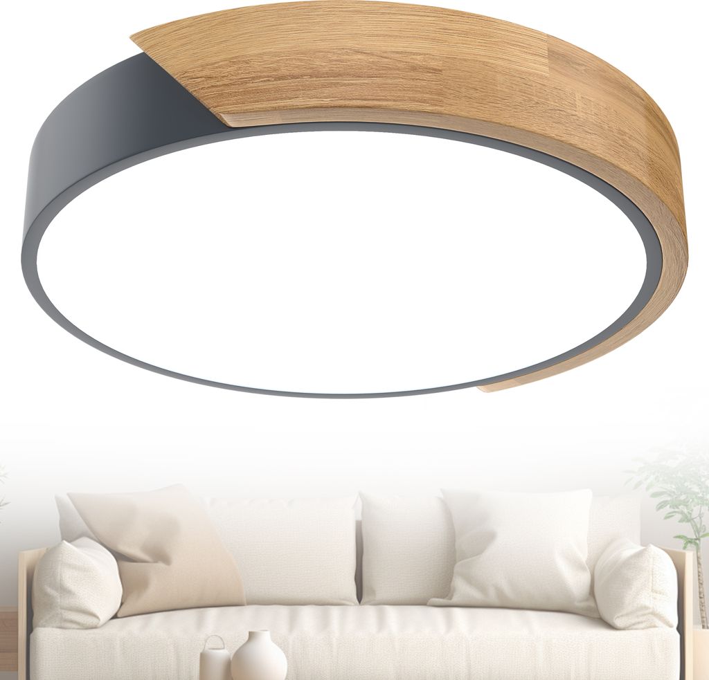 UISEBRT Plafonnier LED blanc froid 48W en bois avec Image du produit 