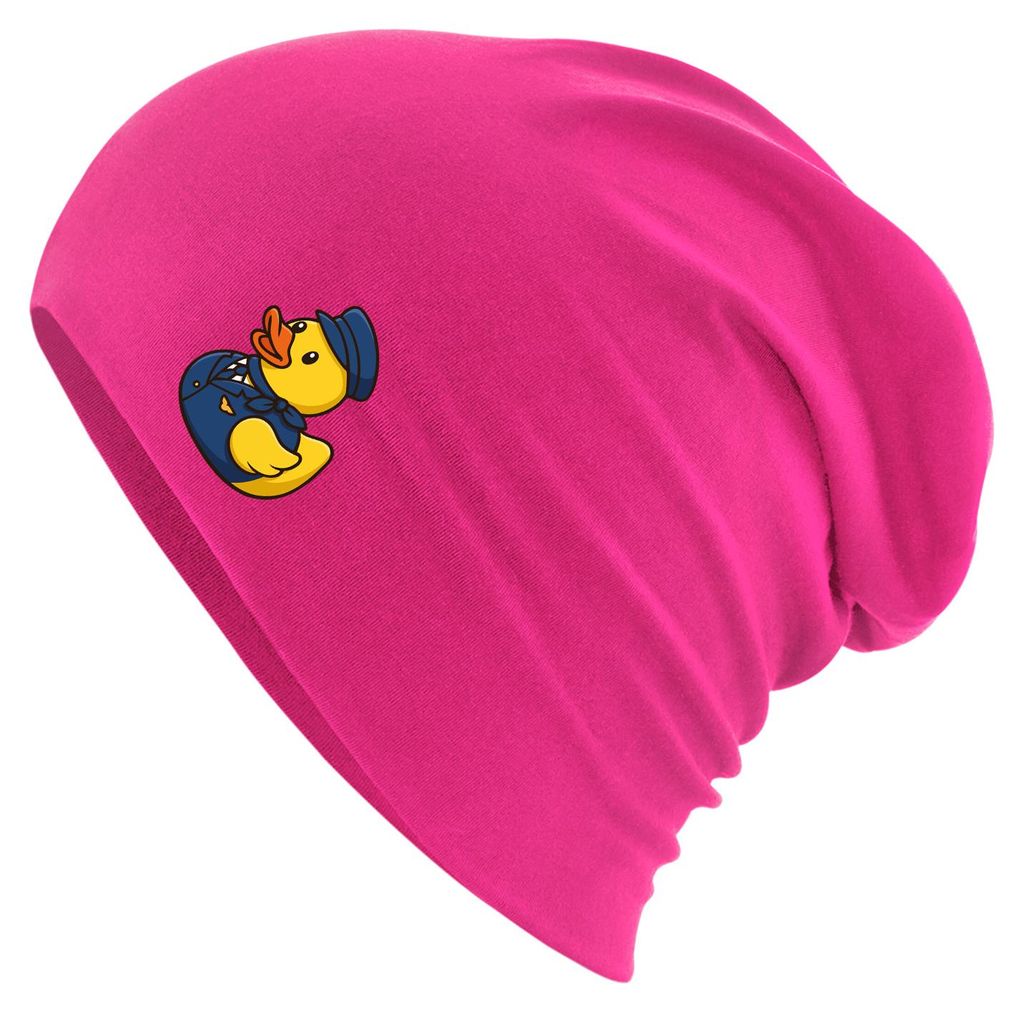Huuraa Beanie Quietscheente Stewardess Gummiente Flugbegleiterin Fuchsia One Size Baumwolle und Elasthan Mütze Geschenkidee