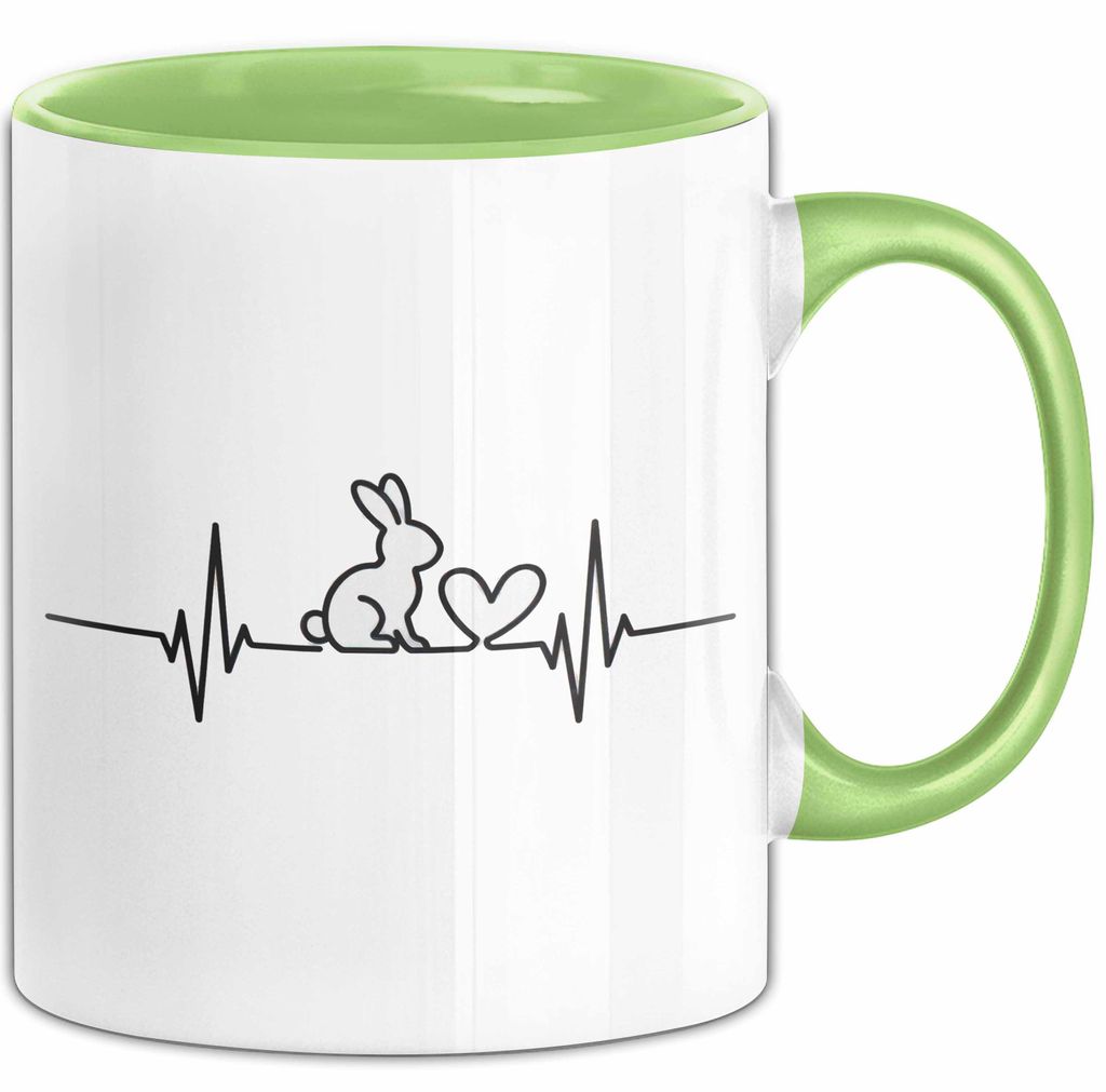 Kaninchen Hase Herzschlag Tasse Geschenk Lustige Geschenkidee Spruch (Grün)
