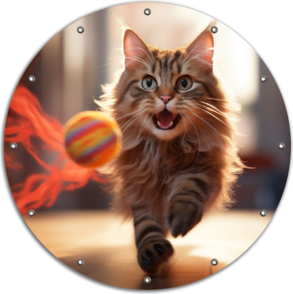 Wallario rundes Outdoor-Poster für Garten oder Balkon, Motiv Kleiner Jäger im Spiel, 90 cm Durchmesser