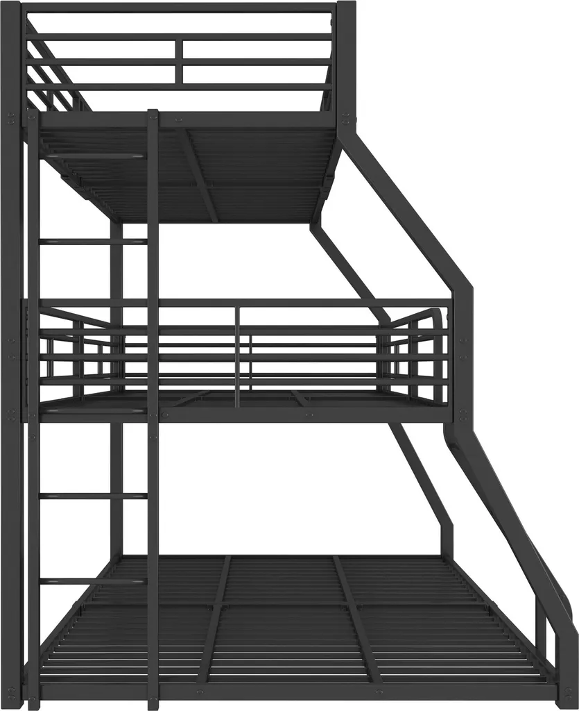 Lit Superposé Triple en Métal Noir : Solution Chambre Partagée