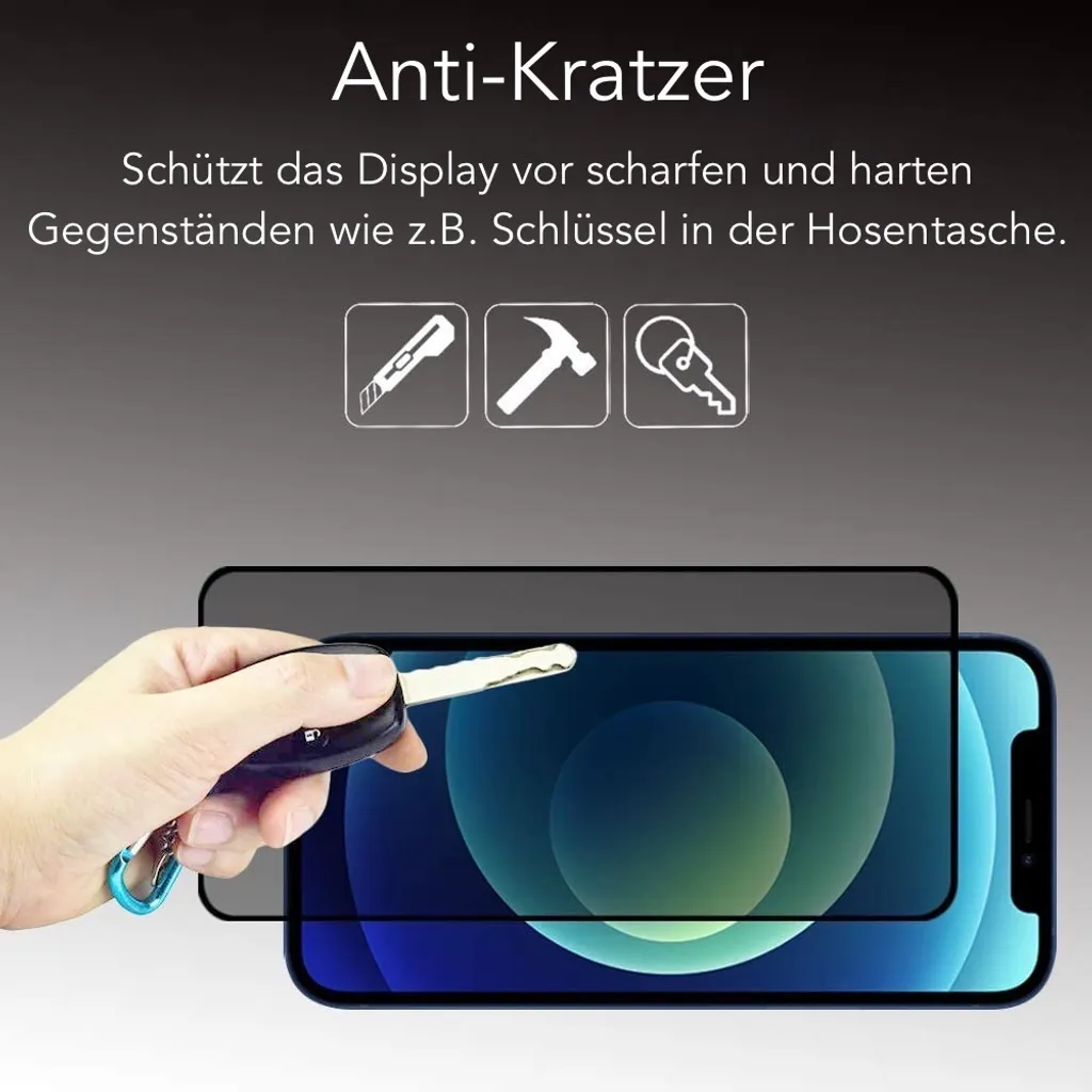 QUESPLE Vetro temperato anti spia per iPhone 12 Pro Max 6,7 pollici, 2 pezzi pellicola di protezione schermo, [protezione privacy][durezza 9H vetro][ Anti graffio Privacy Film