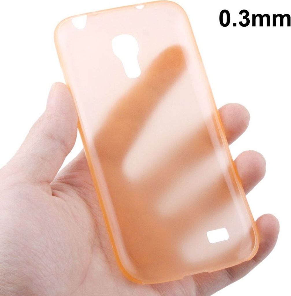 Schutzhülle Case Ultra Dünn 0,3mm für Handy Samsung Galaxy S4 mini i9190 Orange Transparent