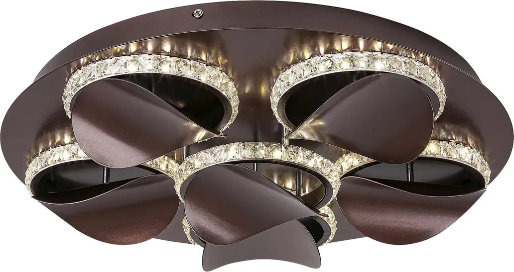 Éclairage central LED pour salle à manger marron et cristal Capriana
