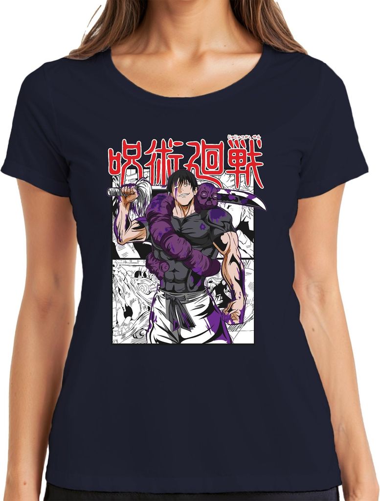 呪術廻戦 Fluch Schwert Manga düster Anime Ästhetik Fan Geschenk Damen T-Shirt, Navy, M