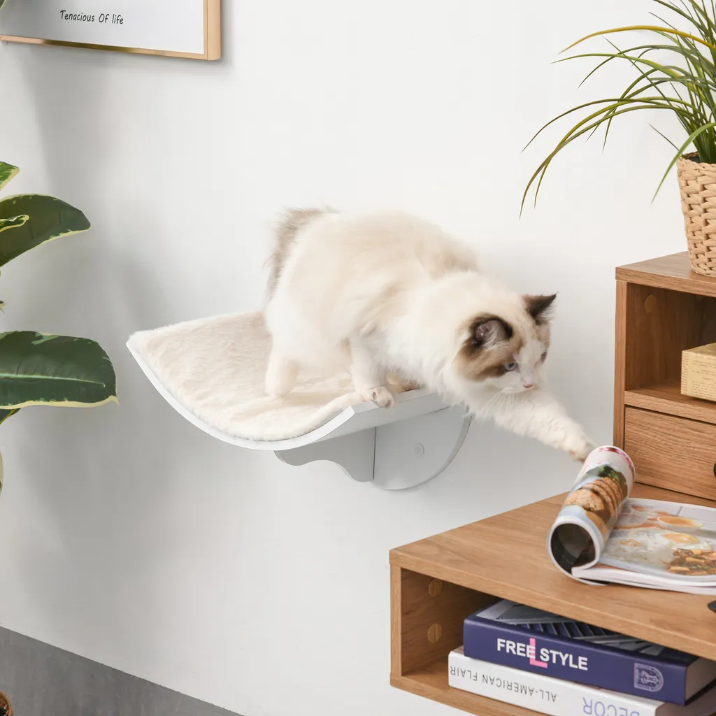 Letto Gatto da Parete PawHut Peluche Bianco | Il Top per il tuo Pet - 8