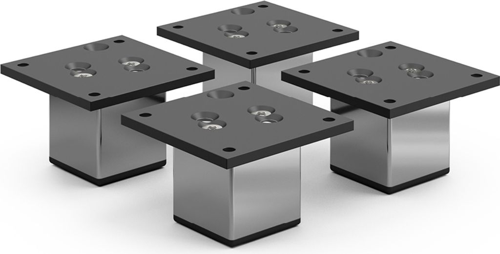 4er Set sossai Aluminium Möbelfüße 60mm in Chrom Schrankfüße Sockelfüße